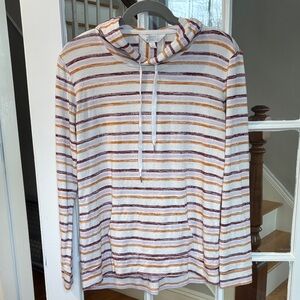 Market & Spruce Colorful Striped Hooded Sweatshirt